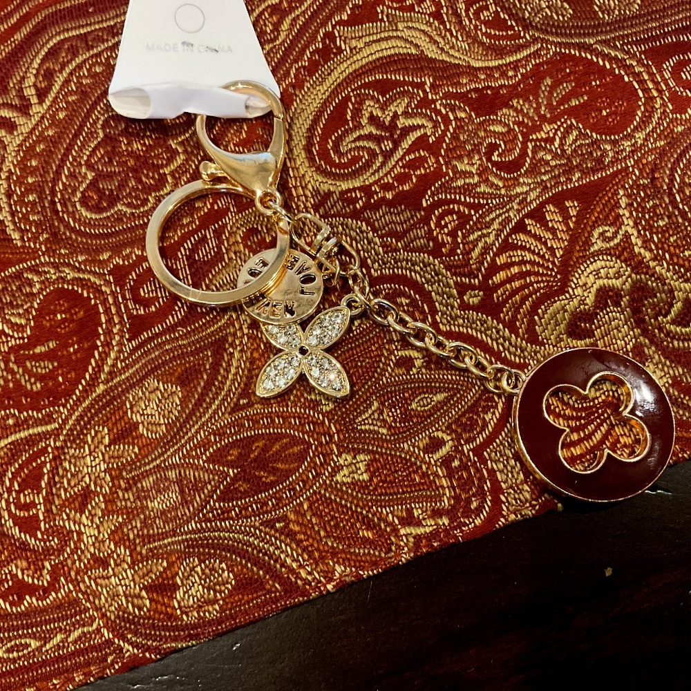 Gorgeous red flower bag charm/keychain